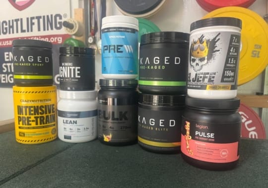 Different types of pre-workout supplements.