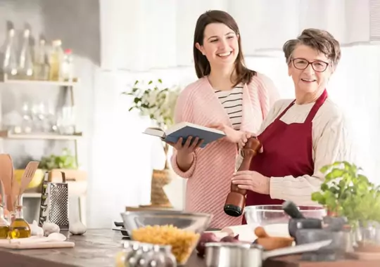 Women learning strategies for cooking dishes recipes.