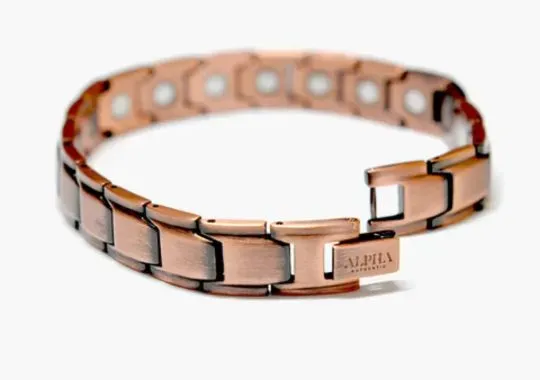 A copper bracelet.