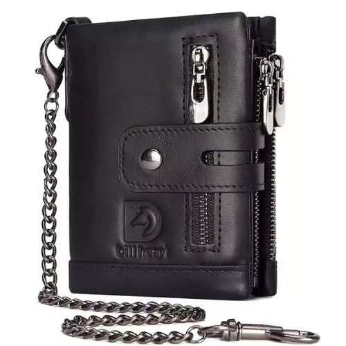 bill-heart-Mens-Wallet-with-Chain-Genuine-Leather