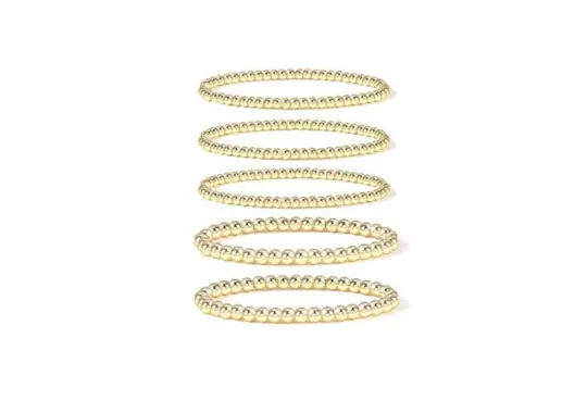 Gold-Bead-Bracelet-for-Women,14K-Gold-Plated-Bead-Ball-Bracelet