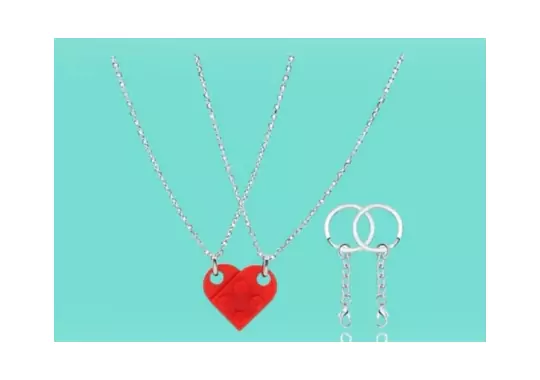 Caiyao-2Pcs-Red-Love-Heart-Brick-Beads-Chian-Pendant