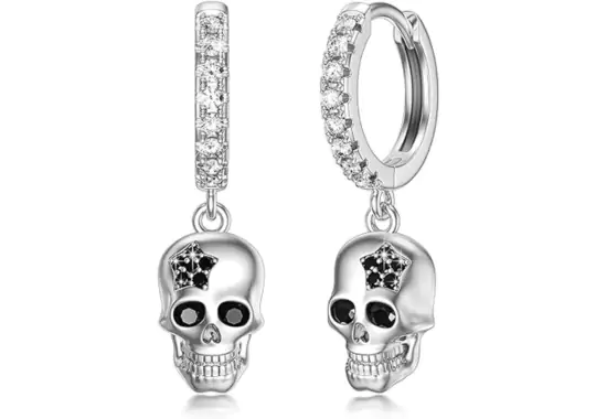 Tisoro-Sterling-Silver-Skull-Hoop-Earrings