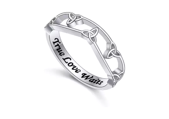 S925-Sterling-Silver-Engraved-True-Love-Waits-Celtic-Love-Knot-Ring